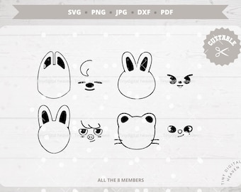 STRAY KIDS | svg | png | jpg |  dxf | pdf | SKZoo face details | SKZoo | STAY | Decal | Vector files Cricut and Silhouette | Digital