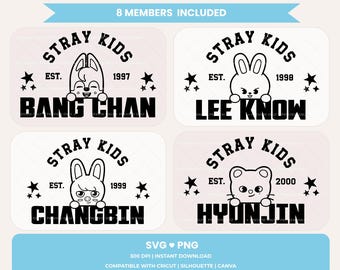 Stray Kids | SKZooniversity's stars SVG PNG Vector files (Digital Download)