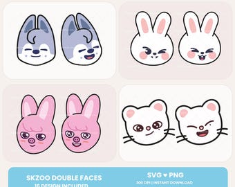 Stray Kids | SKZoo Double faces SVG PNG Vector files (Digital Download)