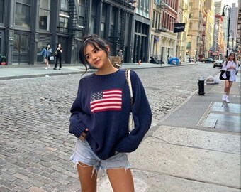 Amerikanische Flagge Pullover USA Flagge Pullover ich liebe america Stars and Stripes Amerikanische Flagge Hoodie Bunt Amerikanische Flagge Pullover Handgefertigt