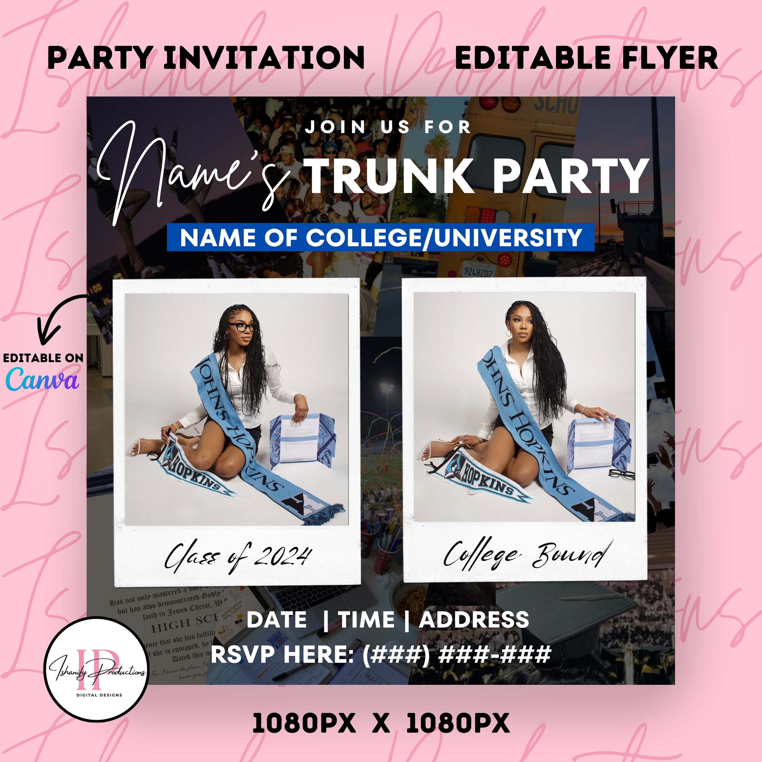 Digital Themed Trunk Party Invitation | Graduation Party Invitation | Editable on Canva | Party Invitation Template