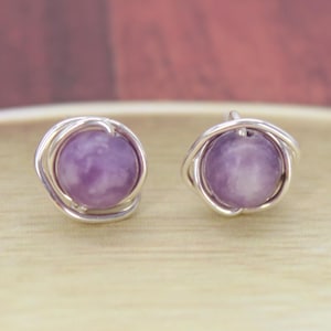 Lepidolite Stud earring in sterling