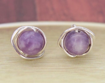 Rare Lepidolite Stud Earring 925 Anxiety Relief Earring Calming Natural Lepidolite Jewelry Hormone Post Earring Depression Earring For Woman