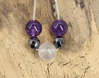 Empath Protection Necklace Empath Shield Amethyst Fluorite Hematite Necklace Psychic Aura Protection Jewelry Gift Pendant Negative Defense