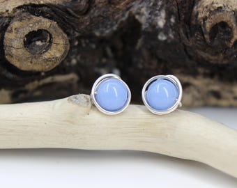 Aragonite 8mm Sterling Silver Stud Earring Protection Earring Cave Crystal Stud Earring Jewelry Grounding Healing Jewelry Aragonite Calming
