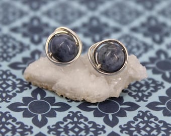 Sodalite 6mm Sterling Silver Stud Earring Natural Sodalite Earring Stud Jewelry Blue Earring Yoga Zen Jewelry Meditation Earring Gold