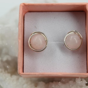 Rose Quartz 8mm Sterling Silver Stud Earring Rose Quartz Crystal Earring Stud Jewelry Earring Pink Quartz Jewelry Gift for Her Love Crystal