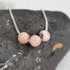 Rhodochrosite 5.5mm Prism Round Cut Bead Jewelry Compassion Crystal Jewelry For Women Pink Rhodochrosite Necklace Asthma Relief Jewelry Pink