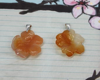 Hand Carved Carnelian Flower Necklace 925 Carnelian Flower Pendant Carved Genuine Carnelian Pendant Jewelry Gift for Her Feminine Jewelry