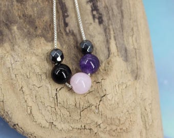 Empath Protection Necklace Empath Shield Rose Quartz Amethyst Hematite Black Tourmaline Necklace Psychic Aura Protection Jewelry  Defense