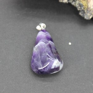Chevron Amethyst Necklace Natural Gemstone Necklace Amethyst Healing Pendant Jewelry Anxiety Relief Jewelry Calming Necklace Restful Sleep