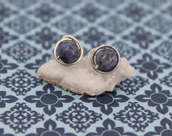 Sodalite 6mm Sterling Silver Stud Earring Natural Sodalite Earring Stud Jewelry Blue Earring Jewelry Yoga Zen Jewelry Meditation Earring