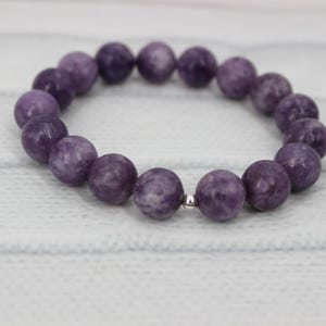 Lepidolite 10mm Bead Stretch Bracelet Purple Lepidolite Crystal Healing Bracelet Emotional Support Balance Lepidolite Bracelet Gift Birthday