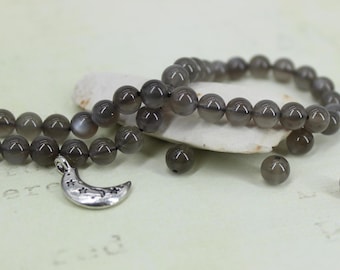 Rare Black Moonstone Grade AAA 6mm Jewelry Natural Black Moonstone Crystal Necklace New Beginning Lunar Jewelry Magic Heal Black Moonstone