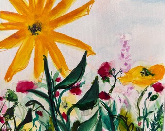 Original acrylic gouache painting