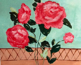 Original acrylic gouache painting