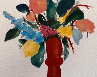 Original acrylic gouache painting