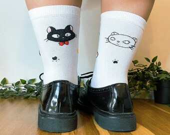 Cozy Embroidery Socks, Studio Ghibli, Hand embroidery, Anime Embroidery, Manga, Studio Ghibli kiki, Studio Ghibli Embroidery, Gift anime fan