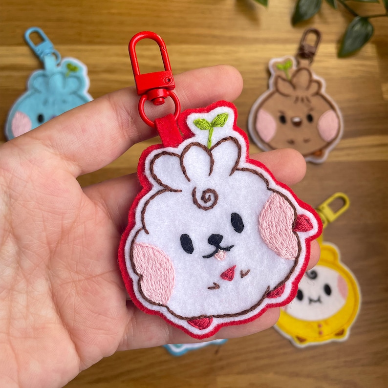 Cute BTS felt keychain, Kpop felt bag charms, BT21 brooch, gifts for kpop fans, Embroidery Pin, Felt Magnet, Bangtan boys, Cute Kpop buns zdjęcie 3