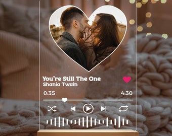 Personalized Photo & Music Plaque LED Night Light, Romantic Gift