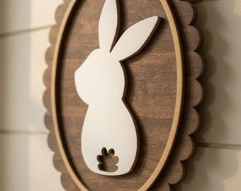 Rabbit Bunny Woodland Nursery Wood Sign Decor, Cute Animal Theme Bedroom Art