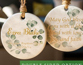 Personalized Baptism Ornament, Custom Christening Keepsake, Godson Gift