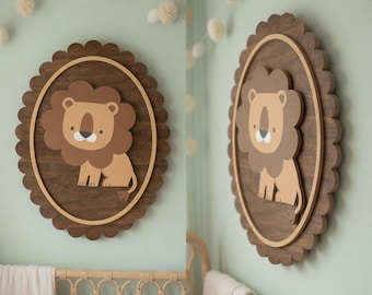 Lion Nursery Sign Decor, Safari Animal Wood Sign, Cute Gender Neutral Theme