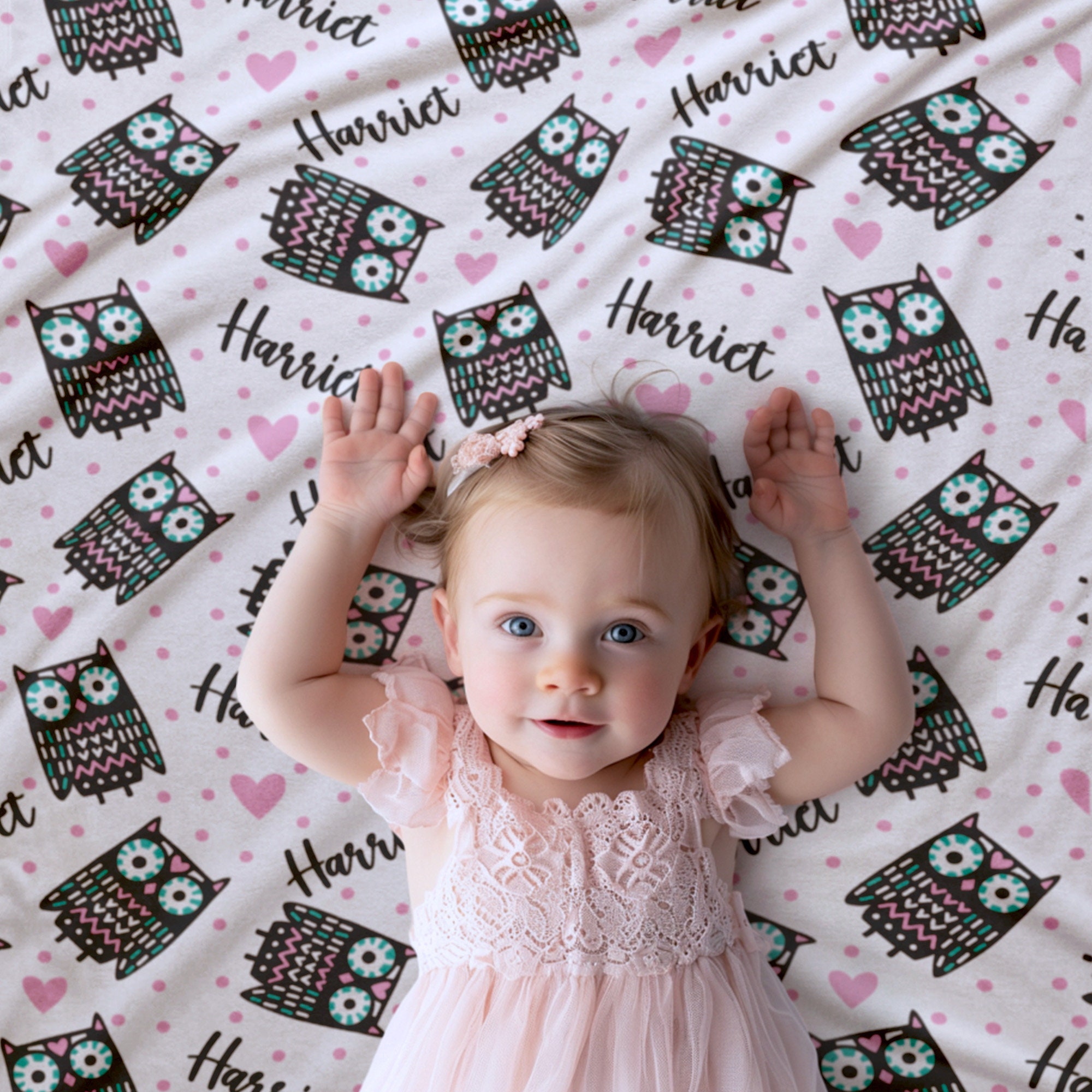 Personalized Owl Baby Blanket &ndash; Minky or Sherpa, Custom Name Nursery Decor