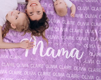 Mother's Day Gift, Mama Blanket with Kids Names, Custom Children's Name Gift, Personalized Mom Blanket, Grandma Blanket, Gift for Grandma
