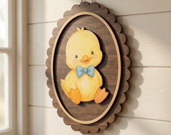Duckling Nursery Wood Sign Decor, Cute Duck Animal Theme Bedroom Art