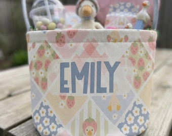 Goose Easter Basket, Floral Toy Box, Goose Girls Decor, Kids Name Storage, Preppy Coquette Decor