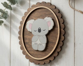Koala Nursery Wood Sign Decor, Cute Animal Theme Bedroom Art