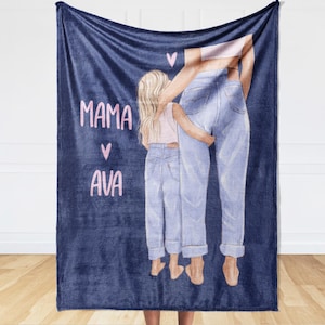 Custom Mama and Daughter Blanket – Personalized Gift for Mom, Cozy Mother&#39;s Day or Birthday Gift from Daughter