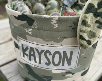 Camo Boys Easter Basket, Army Toy Box, Soldier Boys Decor, Kids Name Storage, Decor for Baby Boy