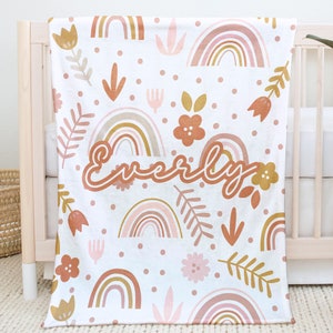 Personalized Boho Rainbow Baby Blanket - Minky, Sherpa, or Jersey
