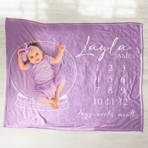 Magic Baby Milestone Blanket For Girl, Days Weeks Months, Crystal Ball Minimalist Witchy, Baby Shower Gift, New Baby Name Gift