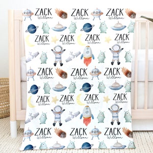 Personalized Space Blanket - Personalized Baby Boy Blanket - Space Baby Blanket - Space Personalized Baby Name Blanket - Planet Blanket