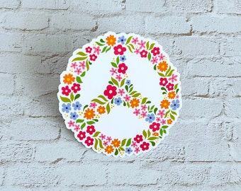 GROOVY FLORAL PEACE sticker | laptop water bottle weatherproof vinyl sticker positivity self-love motivational cute camera inspiring decal