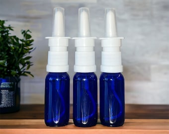 Blue Glass Nasal Spray Bottle: Pharmaceutical Grade, Leak Proof, 15ml