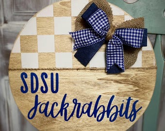 SDSU Jackrabbits Door Hanger, college team decor, South Dakota State University