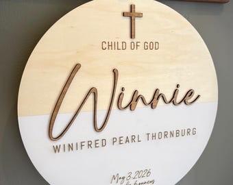 Letrero de madera personalizado para bebé; Letrero de madera "Hijo de Dios"