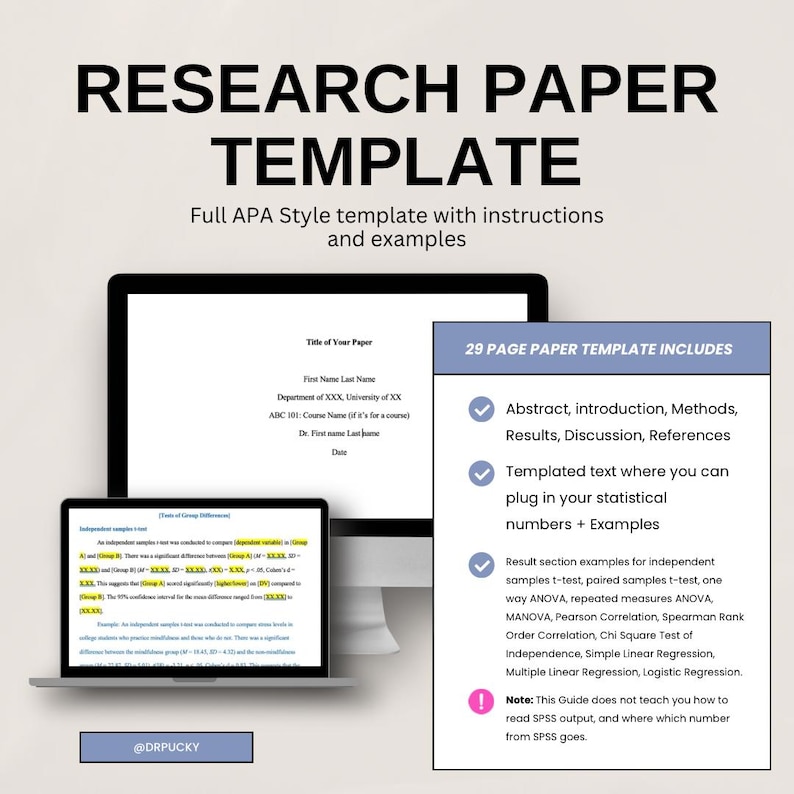 Research Papper Format APA Style Research Paper Template With Full Stats Writeup (word ...