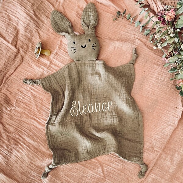 Personalized Baby blanket lovey - custom baby bunny - embroidered baby bunny lovey - personalized newborn gift - gift for new baby