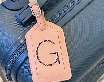 Embroidered Genuine Leather Luggage Tag