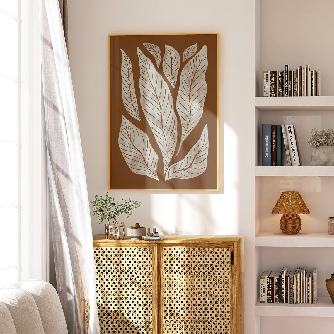 Botanical Leaves Wall Art Printable Boho Leaf Art Neutral Home Decor ...
