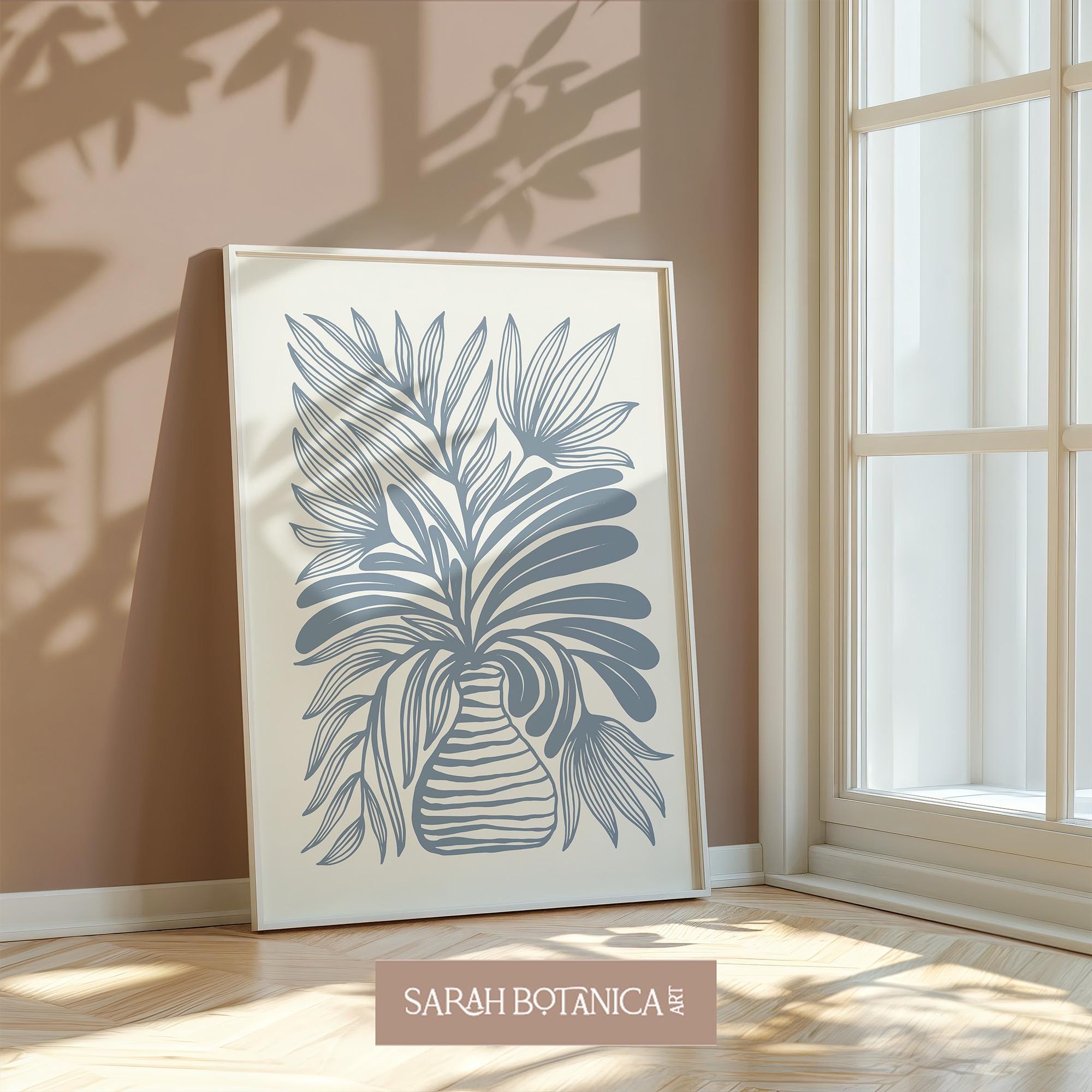 Flower Art Print Modern Fine Line Abstract Flower Illustration Dusty ...