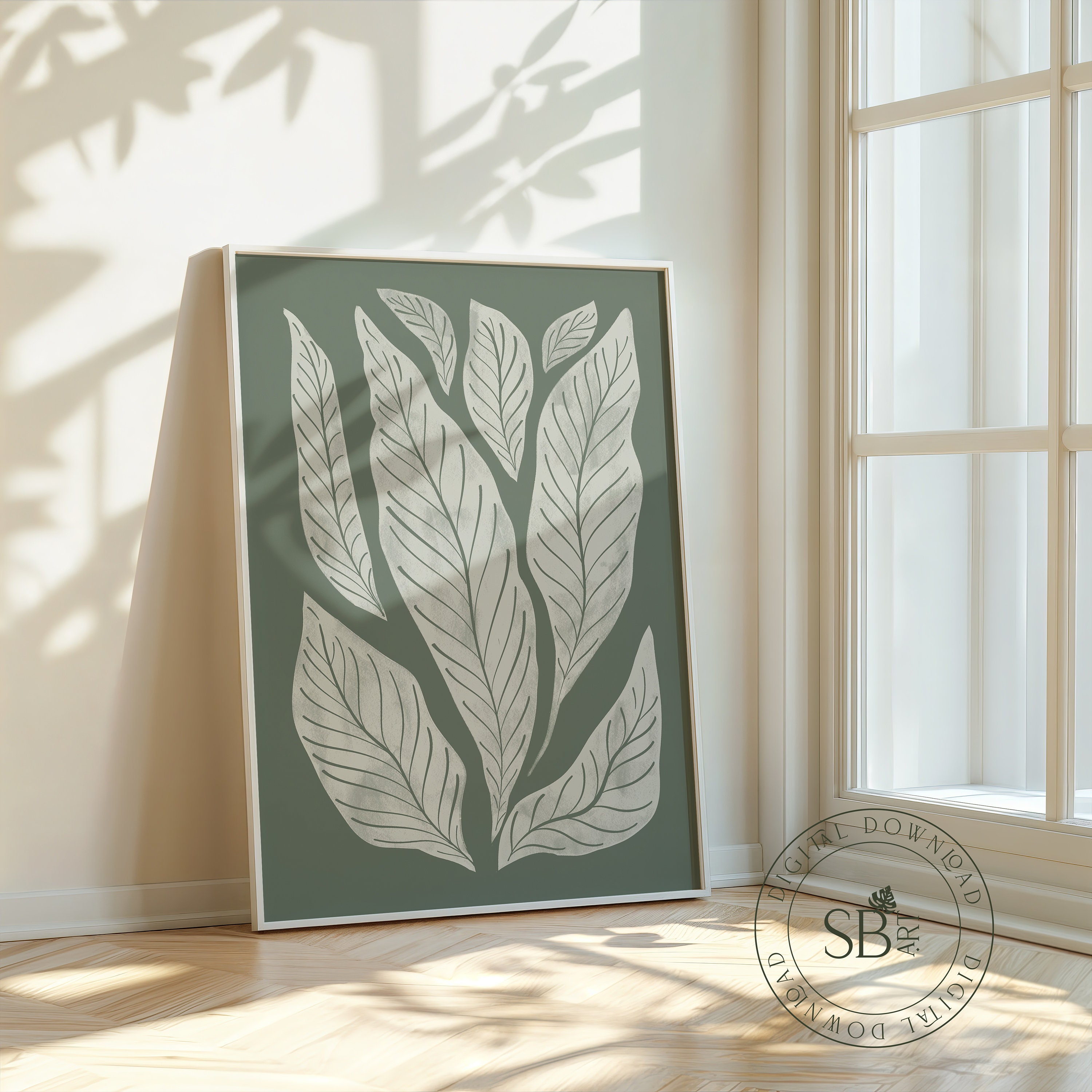 Botanical Leaves Wall Art Printable Boho Leaf Art Neutral Home Decor ...