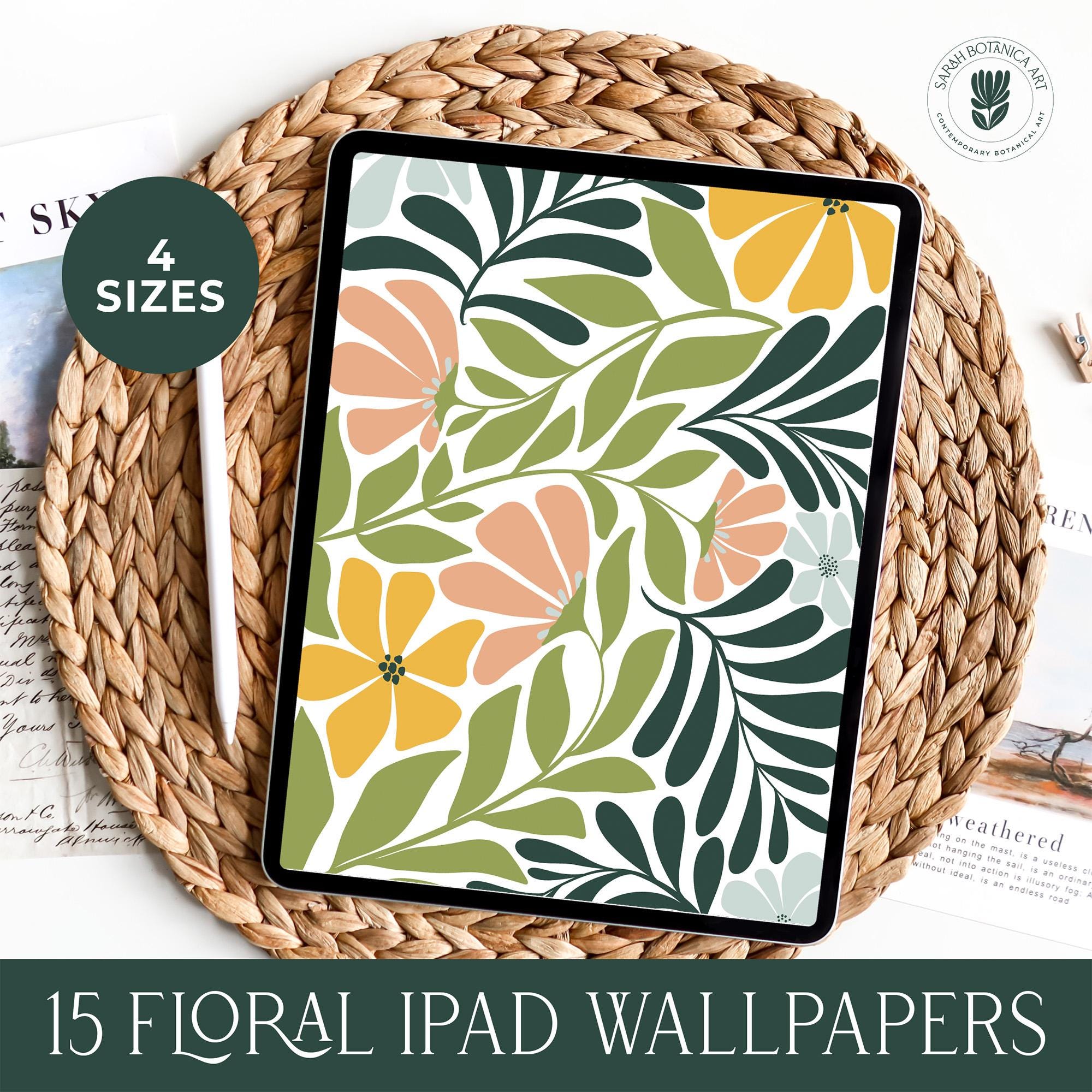 Floral iPad Wallpaper iPad Background Aesthetic Wallpaper Set of 15