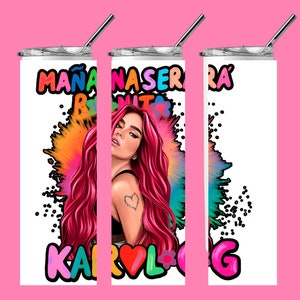 Mañana Sera Bonito Tumbler Karol G, Tumbler Manana Sera Bonito Album Cover Skinny Tumbler, Karol G Tumbler