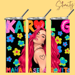 Karol G Manana Sera Bonito Tumbler, Karol G, Bichota,  Gift, Tumbler, Drink, Water bottle, Flowers